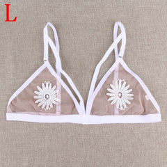 Bra Bralette Embroidered Flower Cover Point