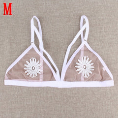 Bra Bralette Embroidered Flower Cover Point